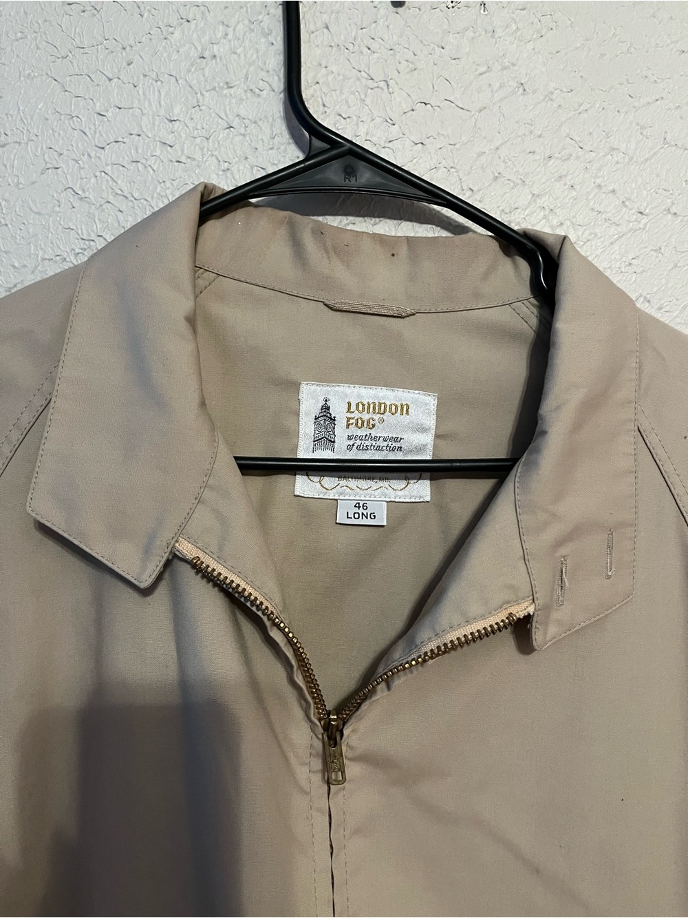London Fog Men's Light Beige Zip-Up Shirt Jacket